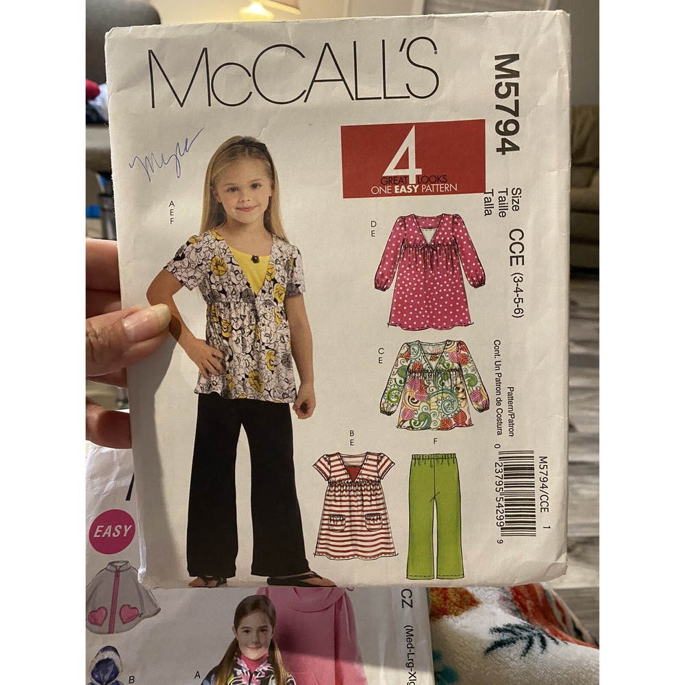 McCall's M5794 Girls Top Dress Tank Top Pants Sewing Pattern Size 3-6 CCE Uncut